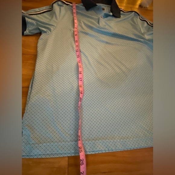 PGA Golf Tour Men’s Blue Mosaic Pattern Polo Shirt - Picture 6 of 8